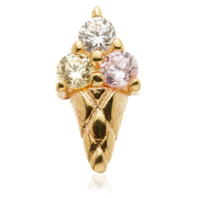 14ct Solid Gold Internal Jewelled Ice Cream