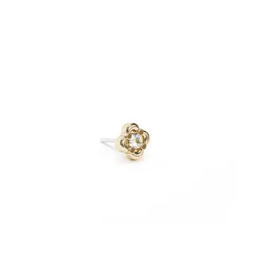 14K Gold Diamond Floral Threadless End