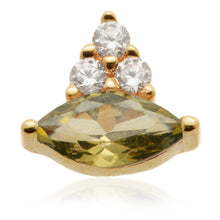 Internal Olive Marquise with Triple Gem Cluster
