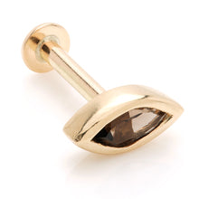 14ct Gold Single Smokey Quartz Marquise Internal