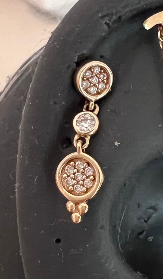 Dangling Disc Stud - Threadless Pin