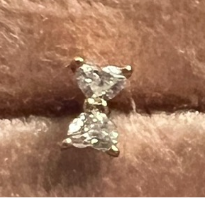 Diamond Heart Bow Tie - Threadless Pin
