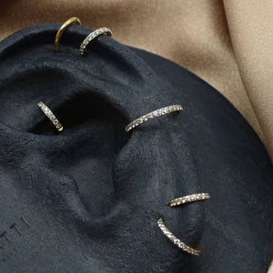 Pave Gold Seam Ring Hoop
